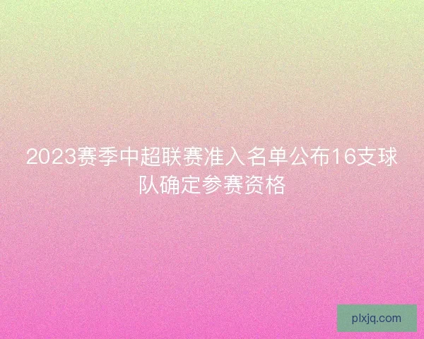 2023赛季中超联赛准入名单公布16支球队确定参赛资格